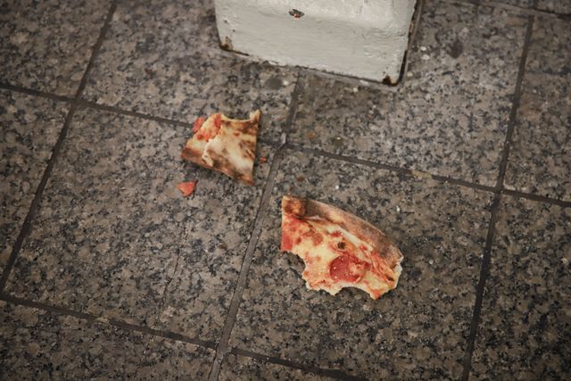 Discarded pizza in Times Square